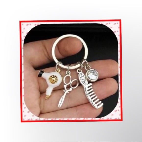 New Stylist Hairdresser Beauty With Jewel 💎 Keychain Absolutely Adorable - Picture 3 of 5